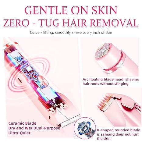 Dual Head Rechargeable Hair Removal Device for Smooth, Painless Grooming