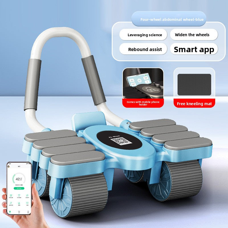 Four-Wheel Ab Roller with Automatic Rebound for Core Strength Training