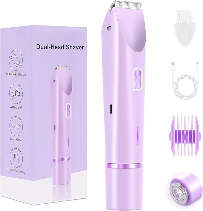 Dual Head Rechargeable Hair Removal Device for Smooth, Painless Grooming