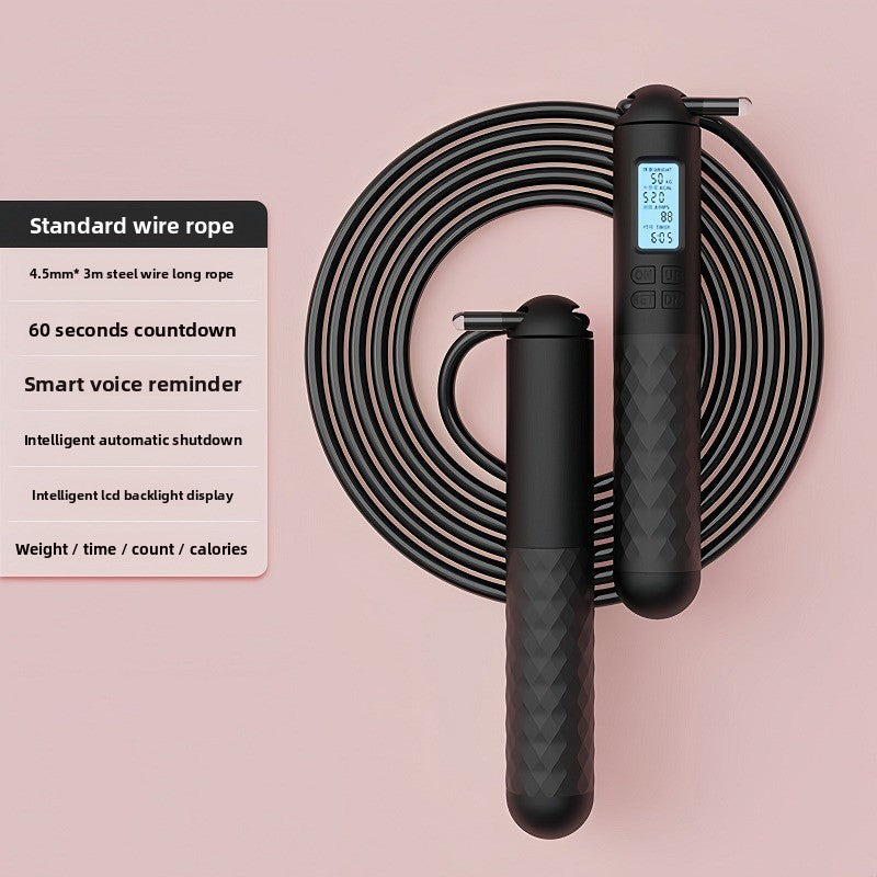 Intelligent Counting Jump Rope with Digital Timer & Cordless Mode