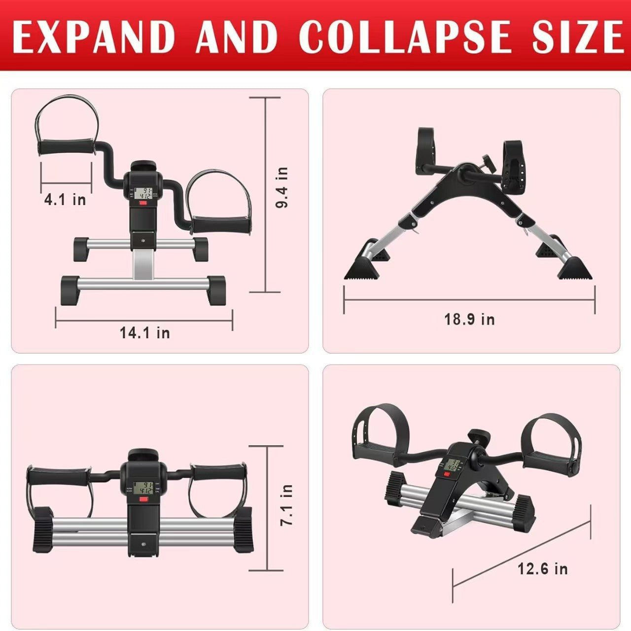 Foldable Mini Exercise Bike Pedal Trainer with LCD Display
