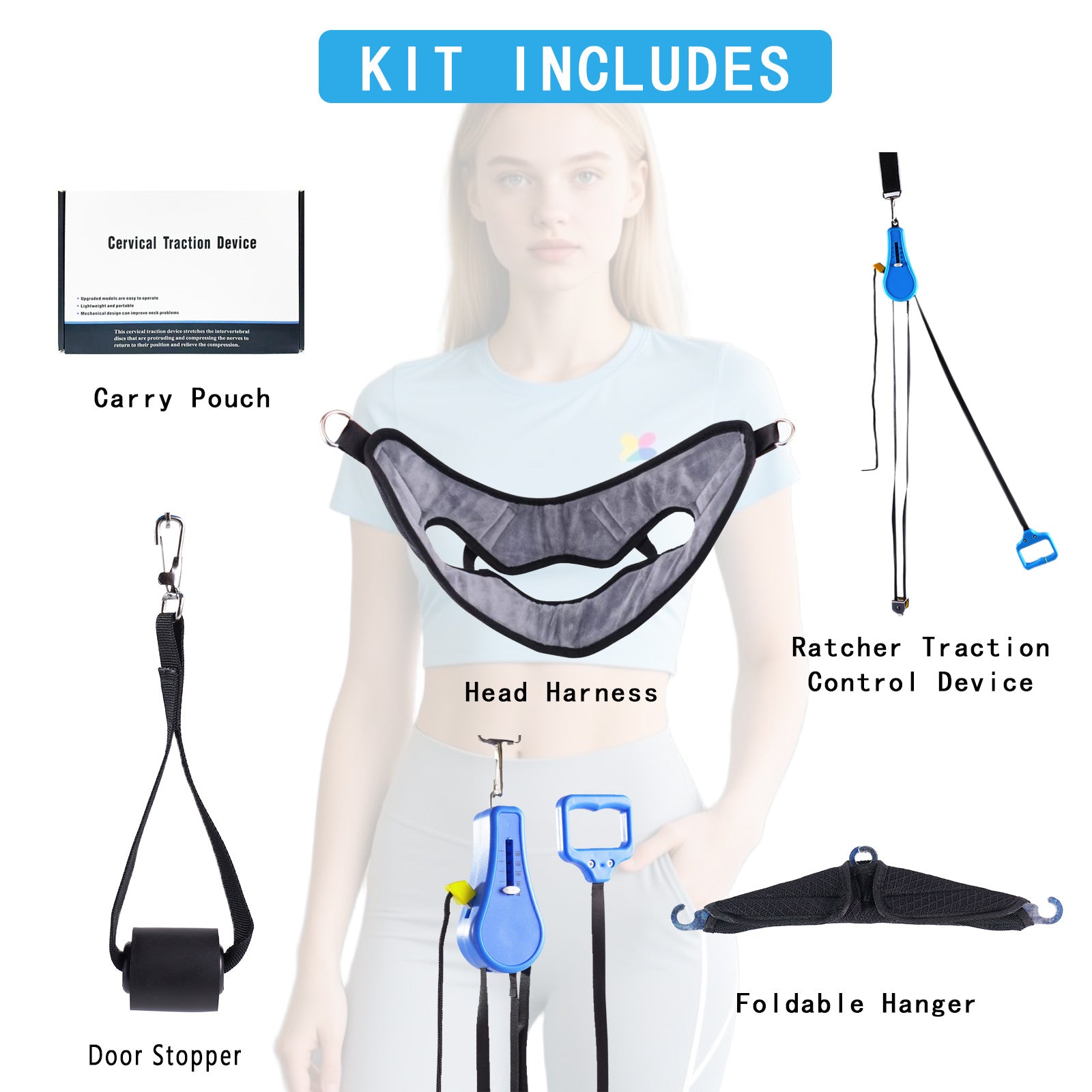 Adjustable Cervical Neck Traction Device for Pain Relief & Spinal Support