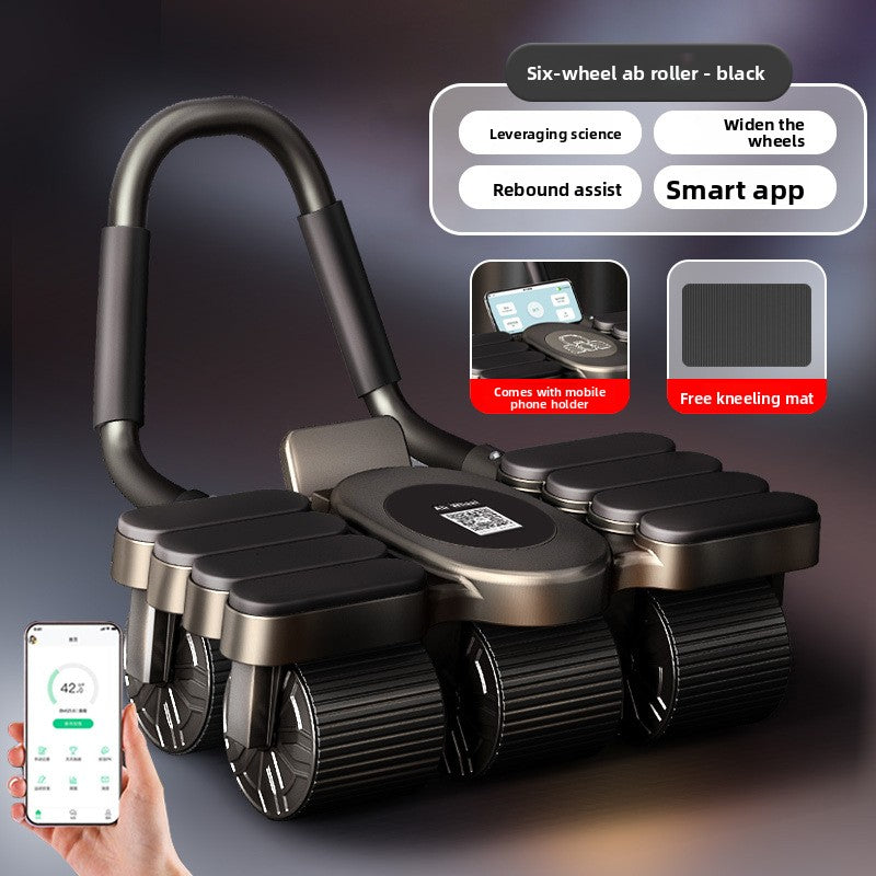Four-Wheel Ab Roller with Automatic Rebound for Core Strength Training