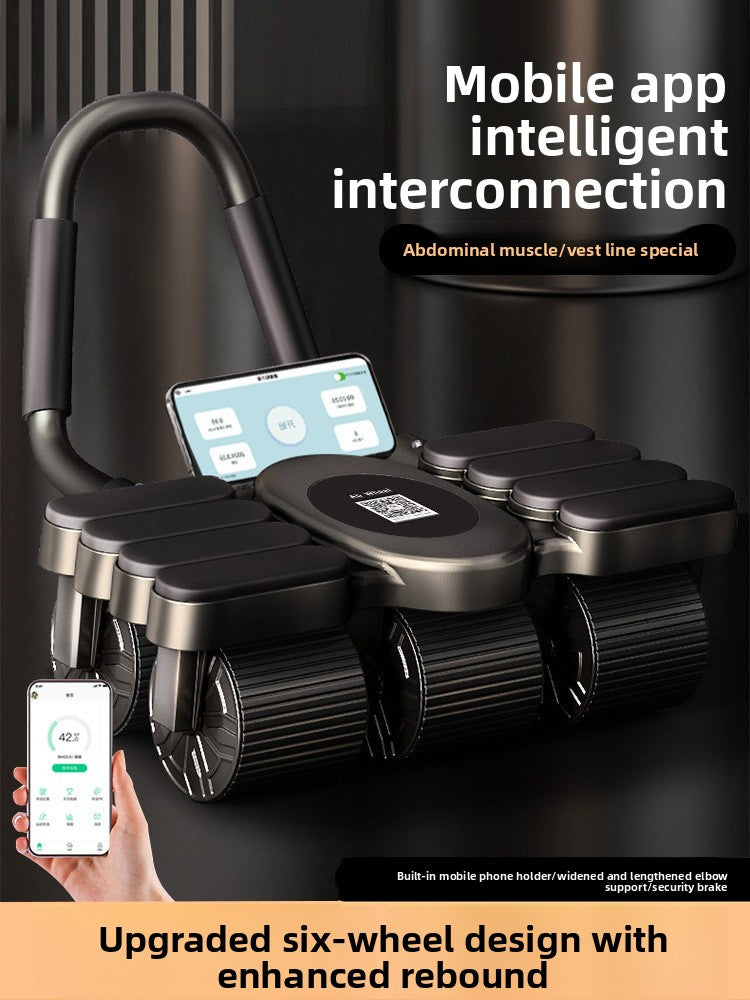 Four-Wheel Ab Roller with Automatic Rebound for Core Strength Training