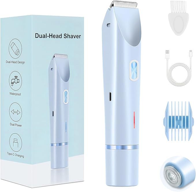 Dual Head Rechargeable Hair Removal Device for Smooth, Painless Grooming