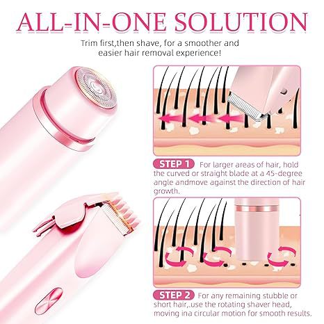 Dual Head Rechargeable Hair Removal Device for Smooth, Painless Grooming